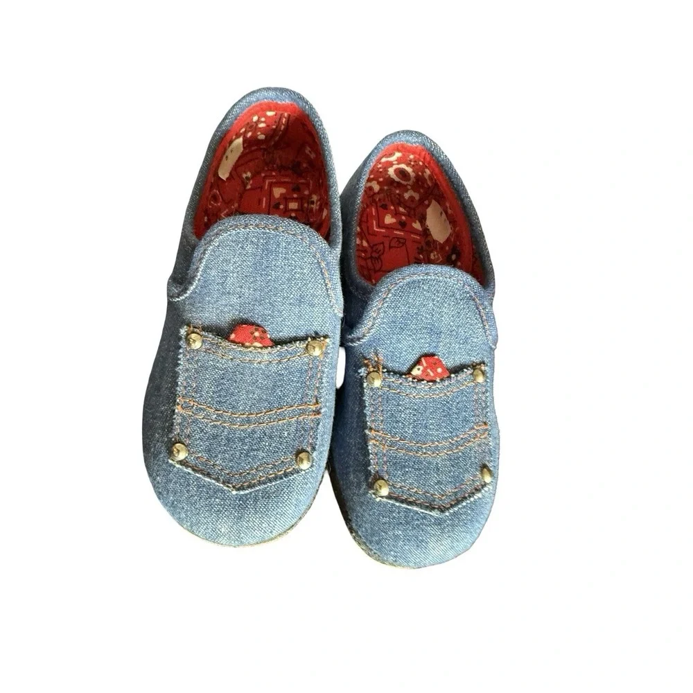 Vintage 1960s Wellco Denim bandana western slip on‎ shoes new sz 9 W